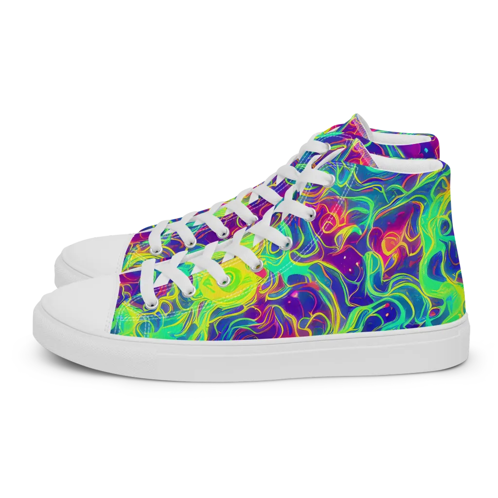 Ultraviolet Reverie on Women's High Top Canvas Shoes — Left