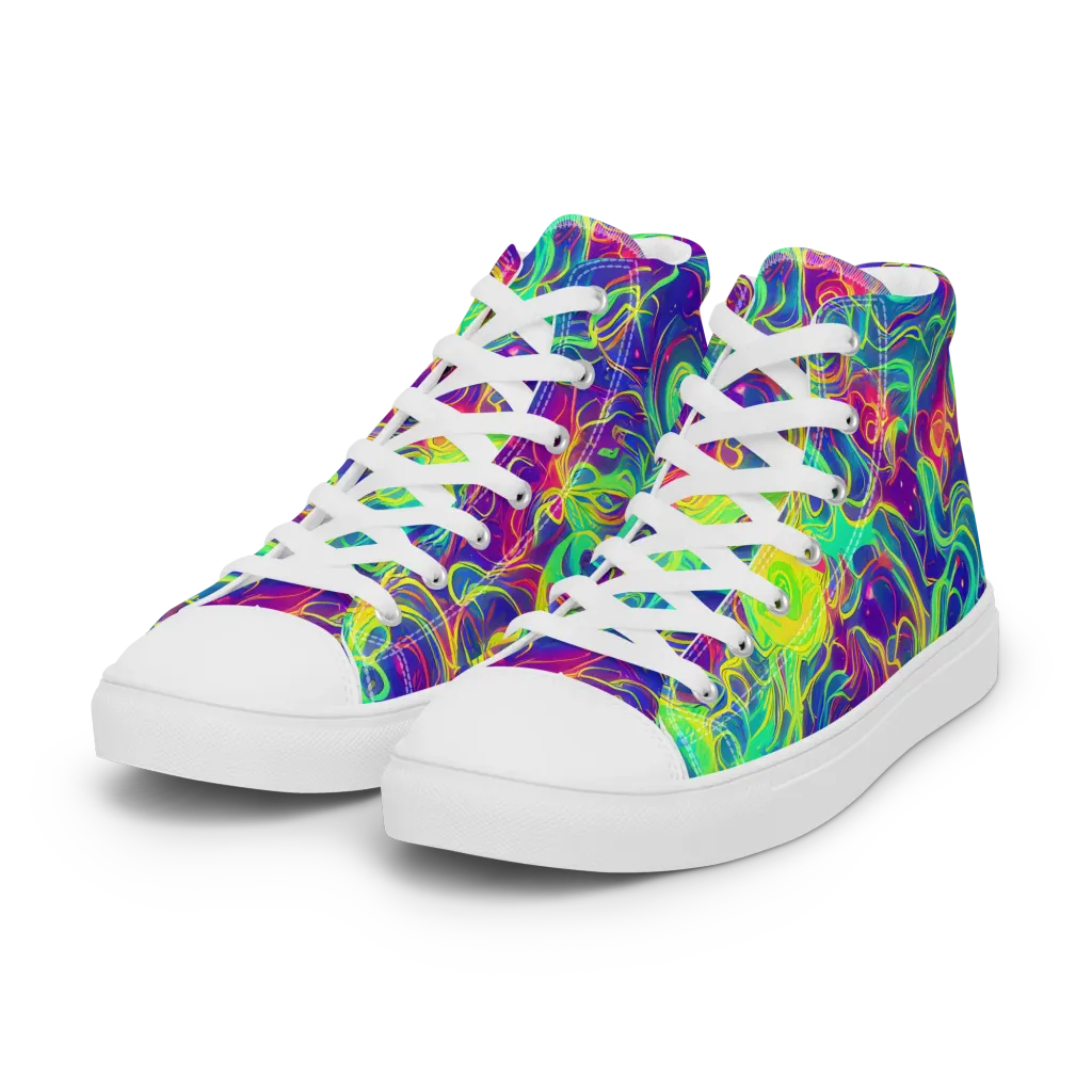 Ultraviolet Reverie on Women's High Top Canvas Shoes — Left Front