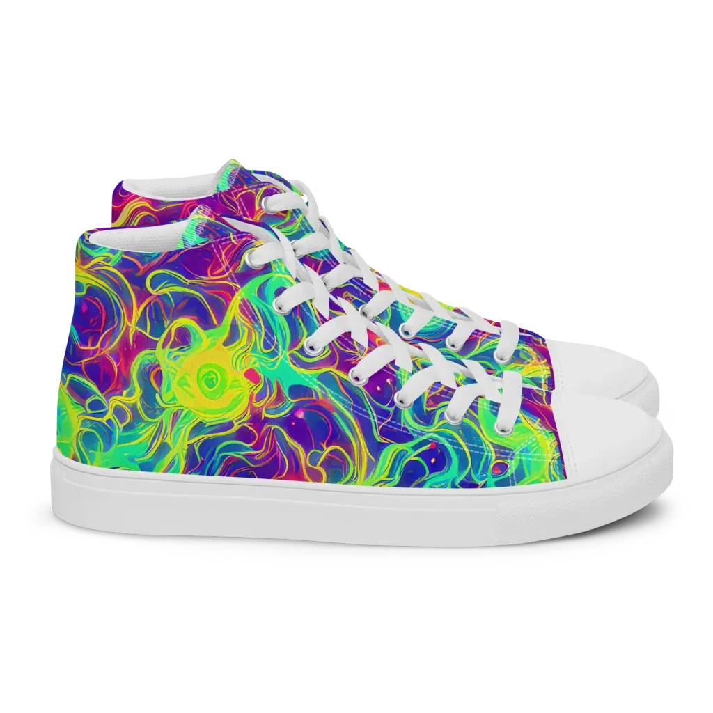 Ultraviolet Reverie on Women's High Top Canvas Shoes — Right