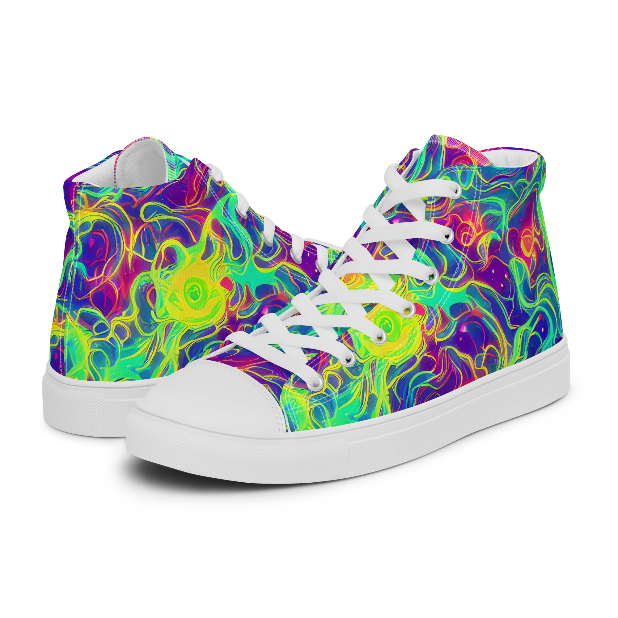 Ultraviolet Reverie on Women's High Top Canvas Shoes — Left