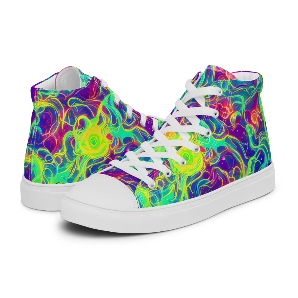 Ultraviolet Reverie on Women's High Top Canvas Shoes — Left