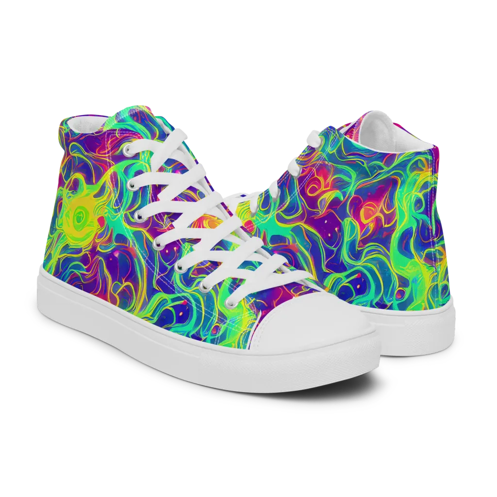 Ultraviolet Reverie on Women's High Top Canvas Shoes — Right