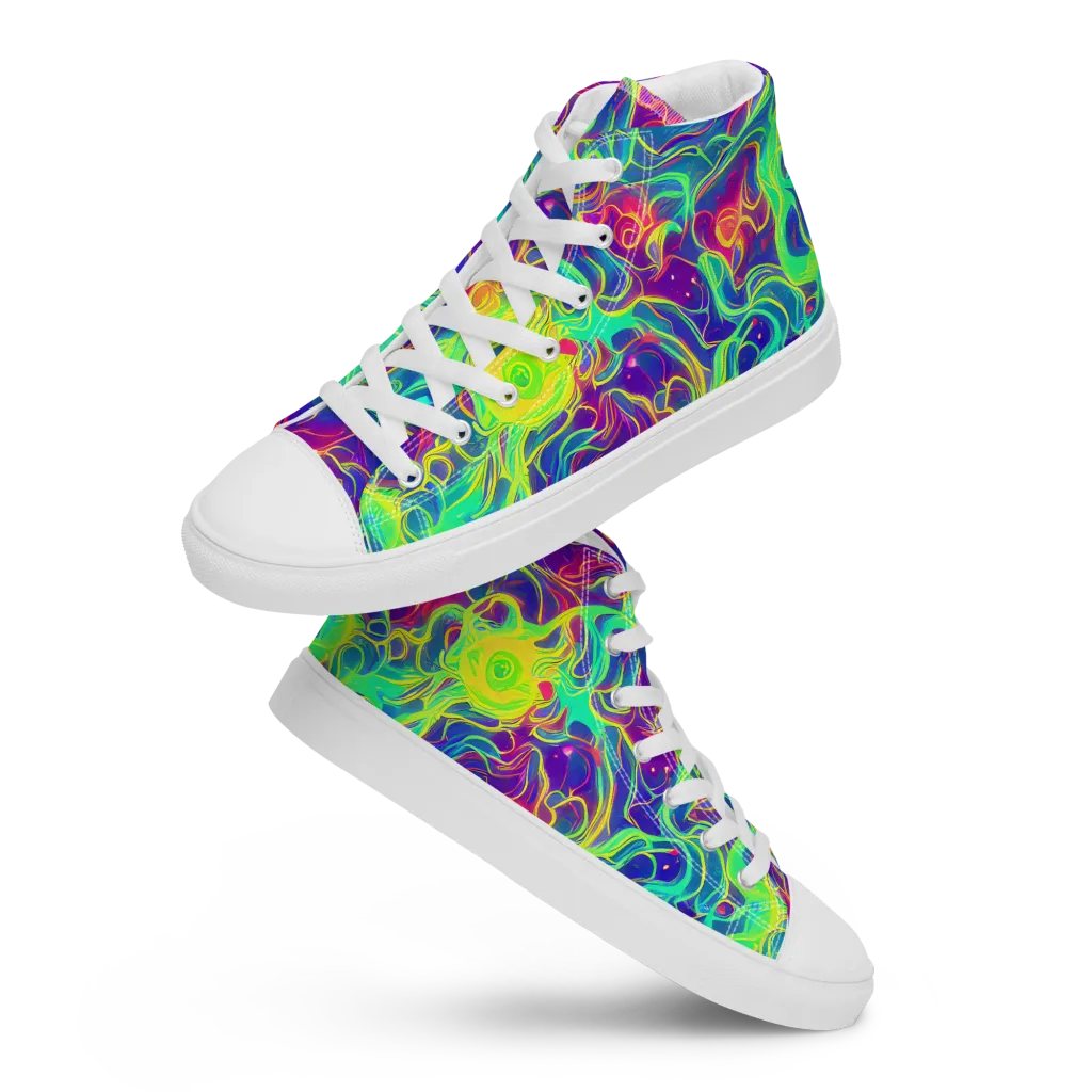 Ultraviolet Reverie on Women's High Top Canvas Shoes — Front