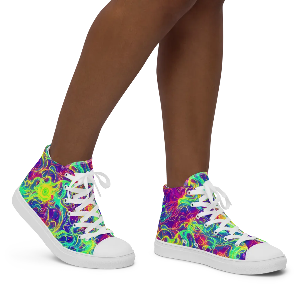 Ultraviolet Reverie on Women's High Top Canvas Shoes — Right