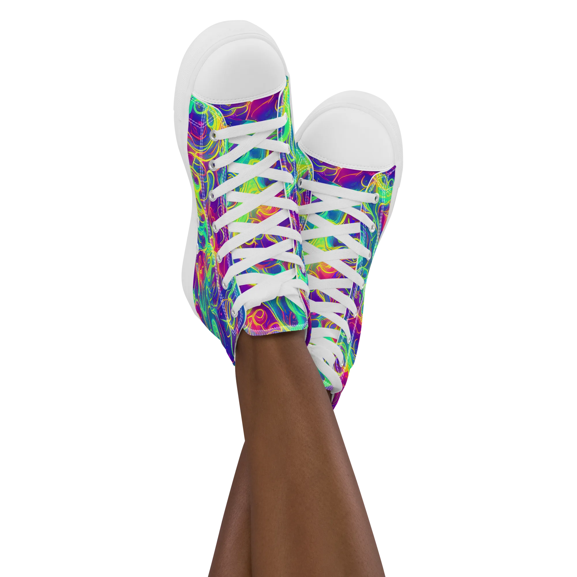 Ultraviolet Reverie on Women's High Top Canvas Shoes — Front