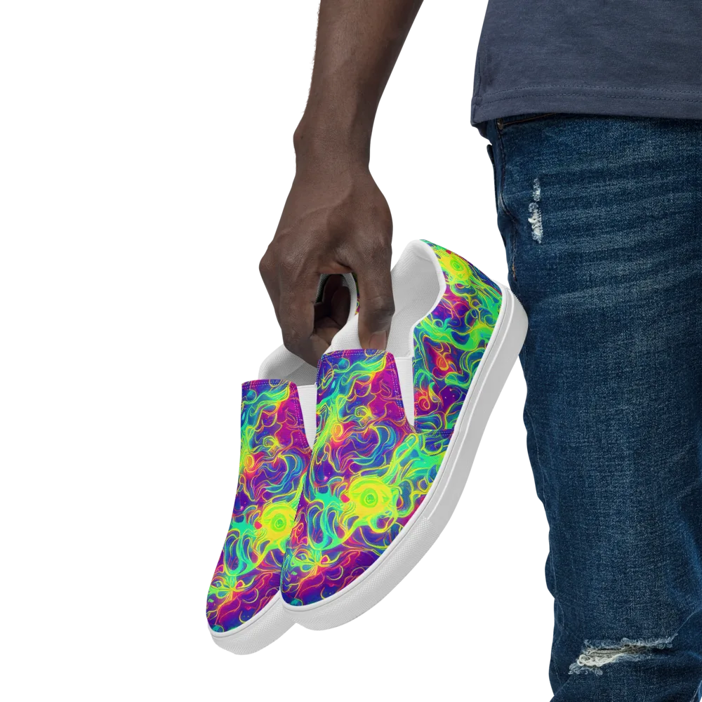 Ultraviolet Reverie on Men's Slip-On Canvas Shoes — Left Front