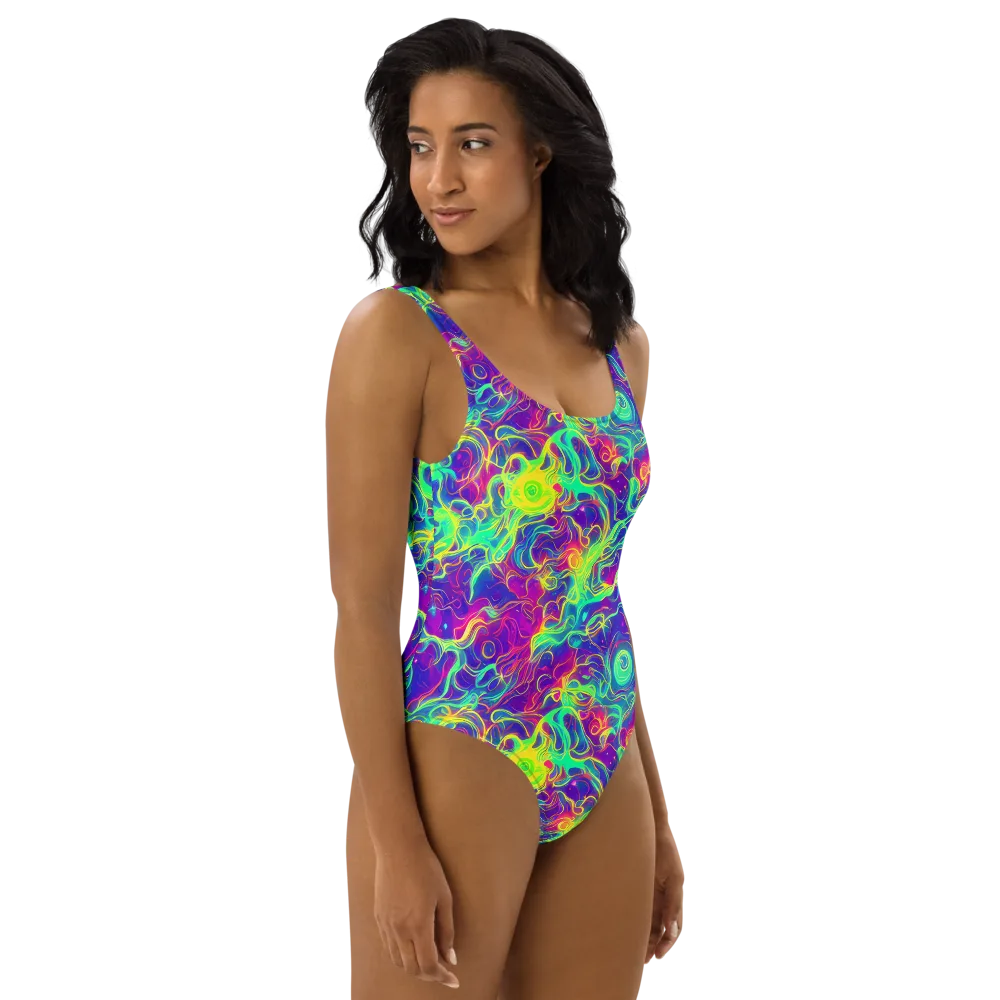 Ultraviolet Reverie on One-Piece Swimsuit — Right