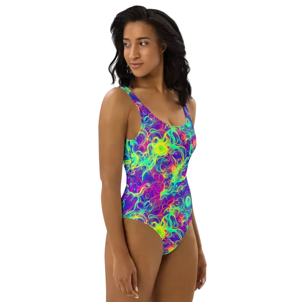 Ultraviolet Reverie on One-Piece Swimsuit — Right