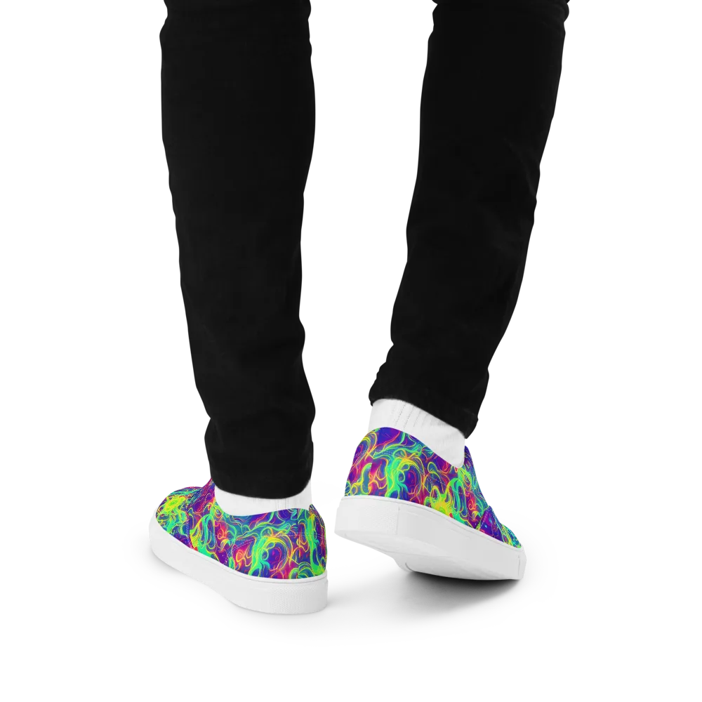 Ultraviolet Reverie on Men's Lace-Up Canvas Shoes — Back