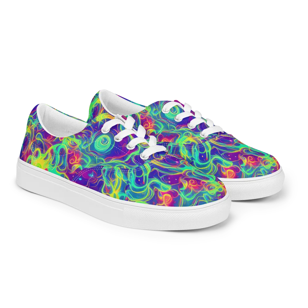 Ultraviolet Reverie on Men's Lace-Up Canvas Shoes — Right Front