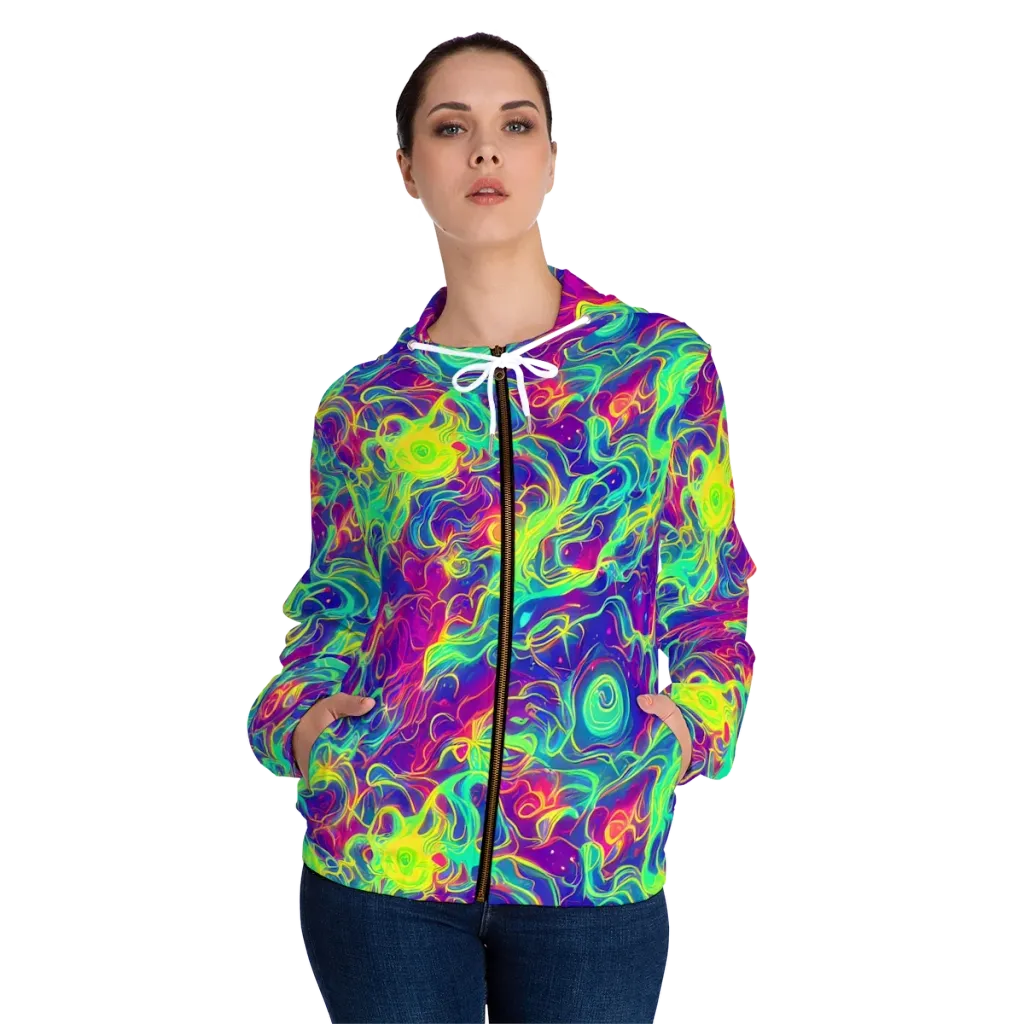 Ultraviolet Reverie on Women's Full-Zip Hoodie — Front On Person