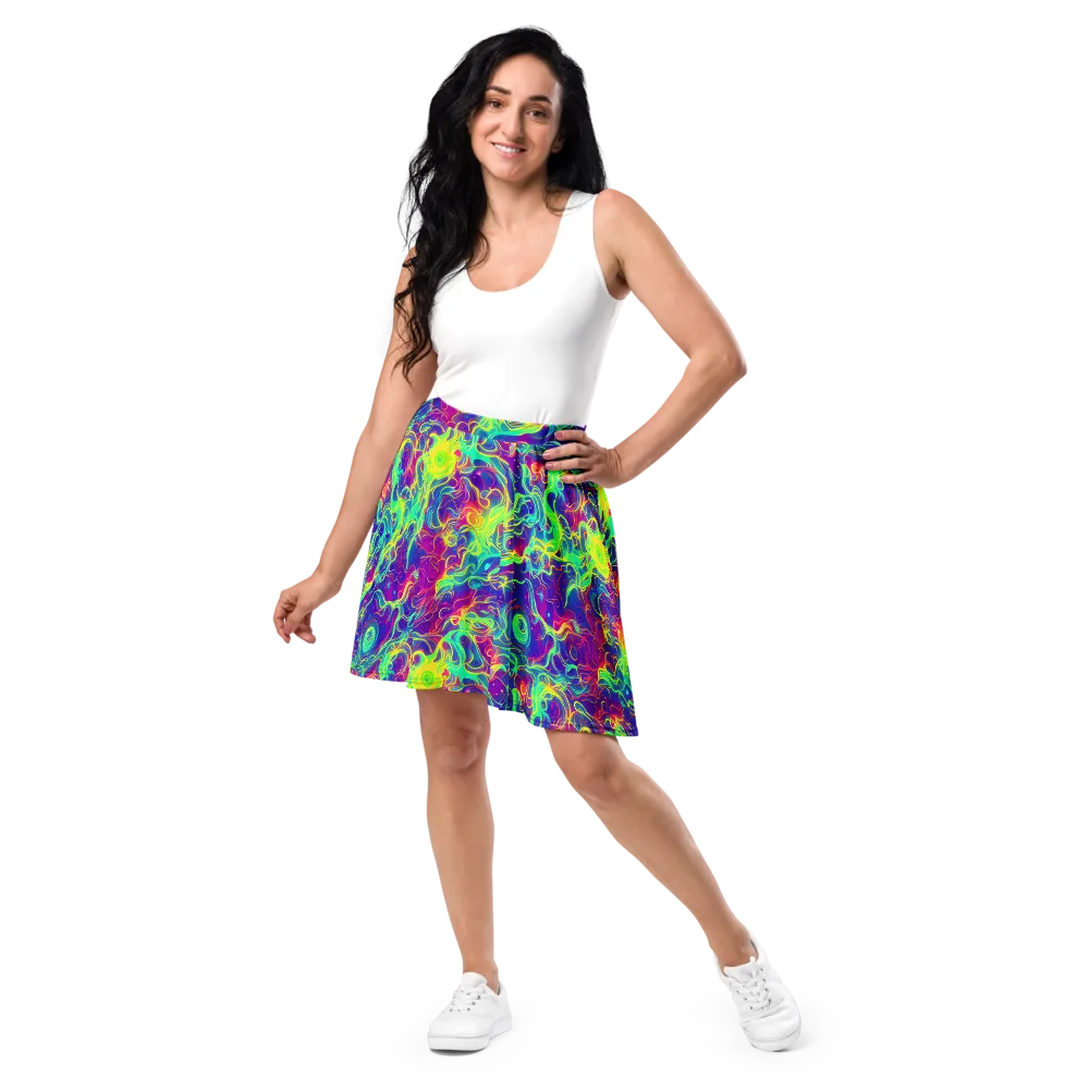 Ultraviolet Reverie on Skater Skirt — Front
