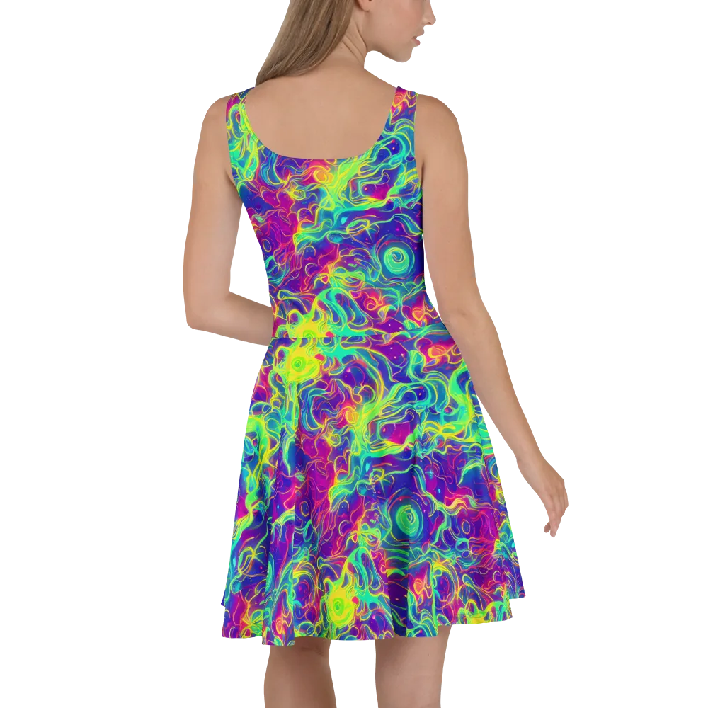Ultraviolet Reverie on Skater Dress — Back