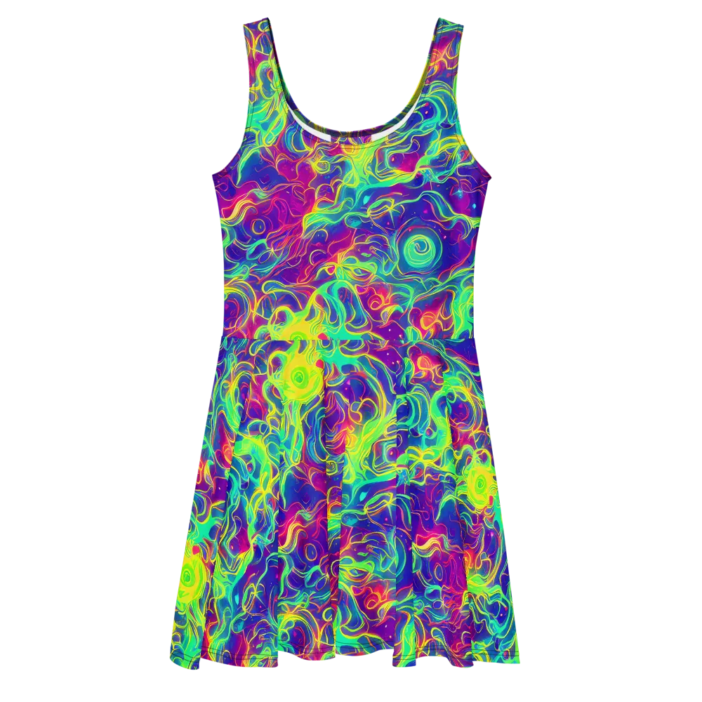 Ultraviolet Reverie on Skater Dress — Front