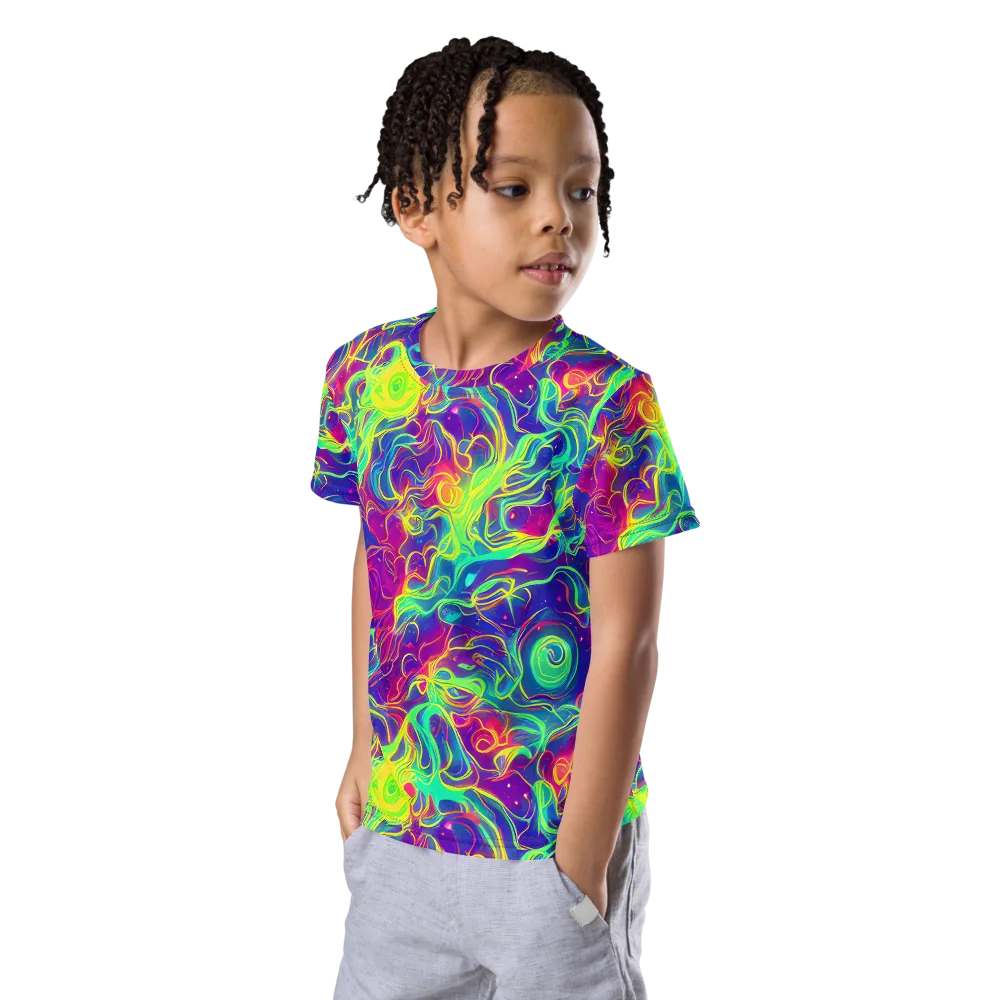 Ultraviolet Reverie on Kids Crew Neck T-Shirt — Left Front