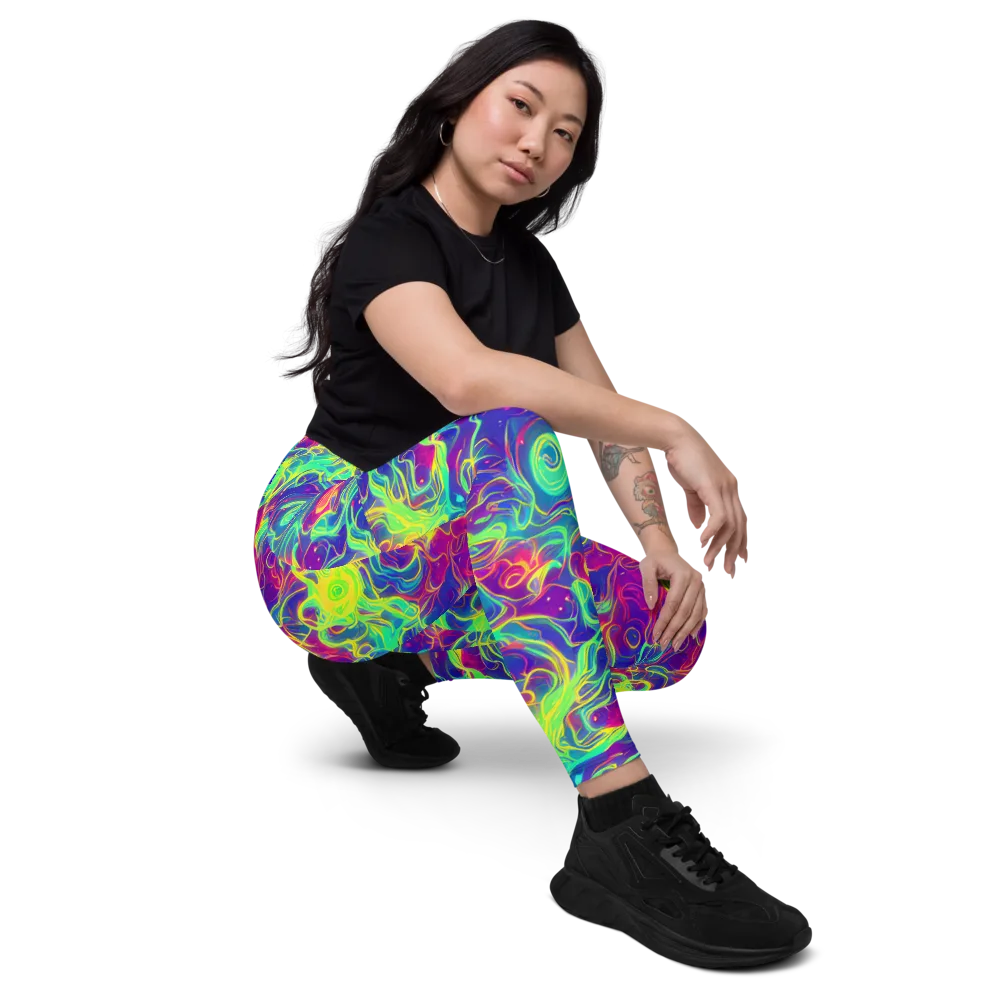Ultraviolet Reverie on Leggings with Pockets — Right Front