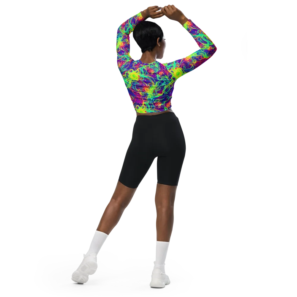 Ultraviolet Reverie on Long Sleeve Crop Top — Back