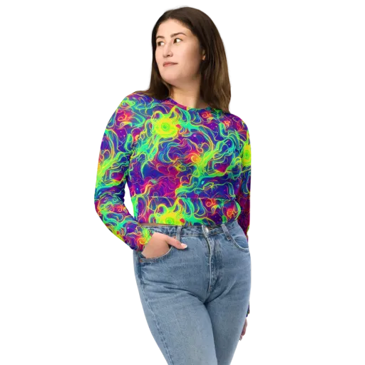 Ultraviolet Reverie on a Long Sleeve Crop Top
