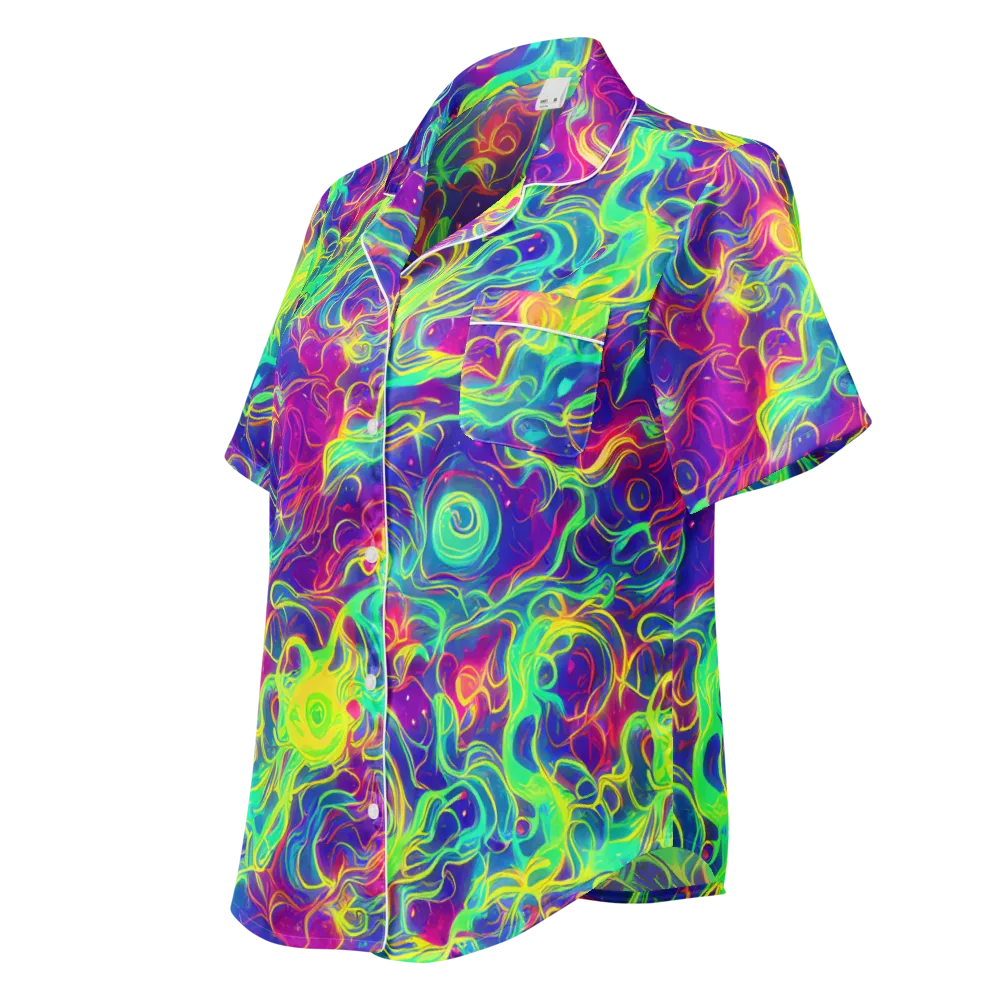 Ultraviolet Reverie on Women's Short Sleeve Pajama Top — Left Front