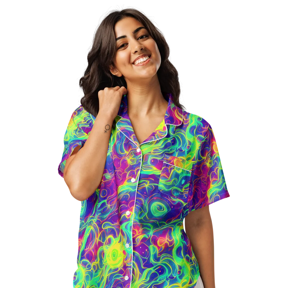 Ultraviolet Reverie on Women's Short Sleeve Pajama Top — Front