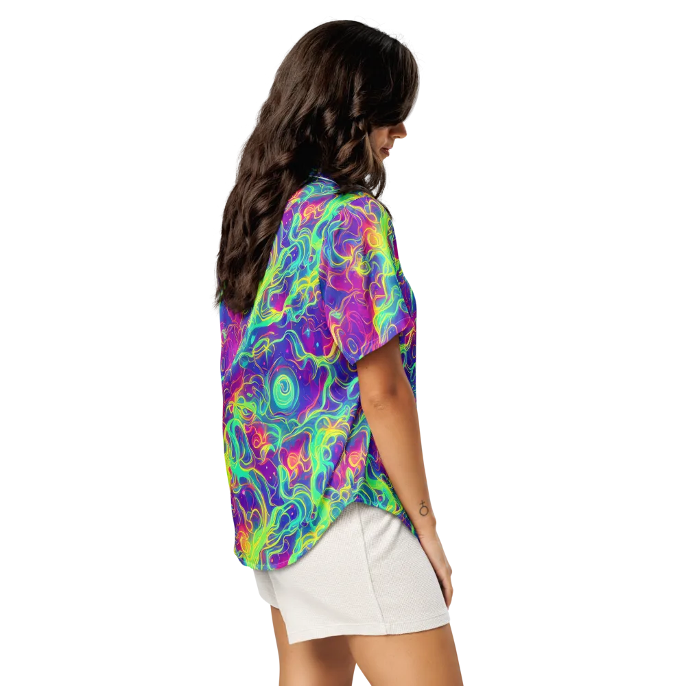 Ultraviolet Reverie on Women's Short Sleeve Pajama Top — Right Back