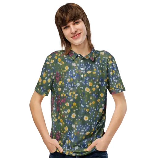 Meadow Reverie on a Men's Slim Fit Polo Shirt