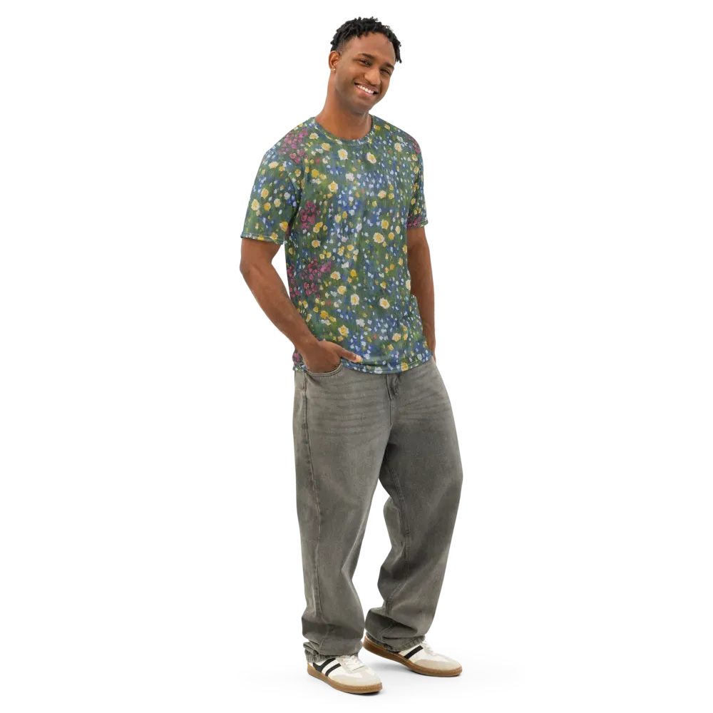 Meadow Reverie on Men's Cotton Crew Neck T-Shirt — Right Front