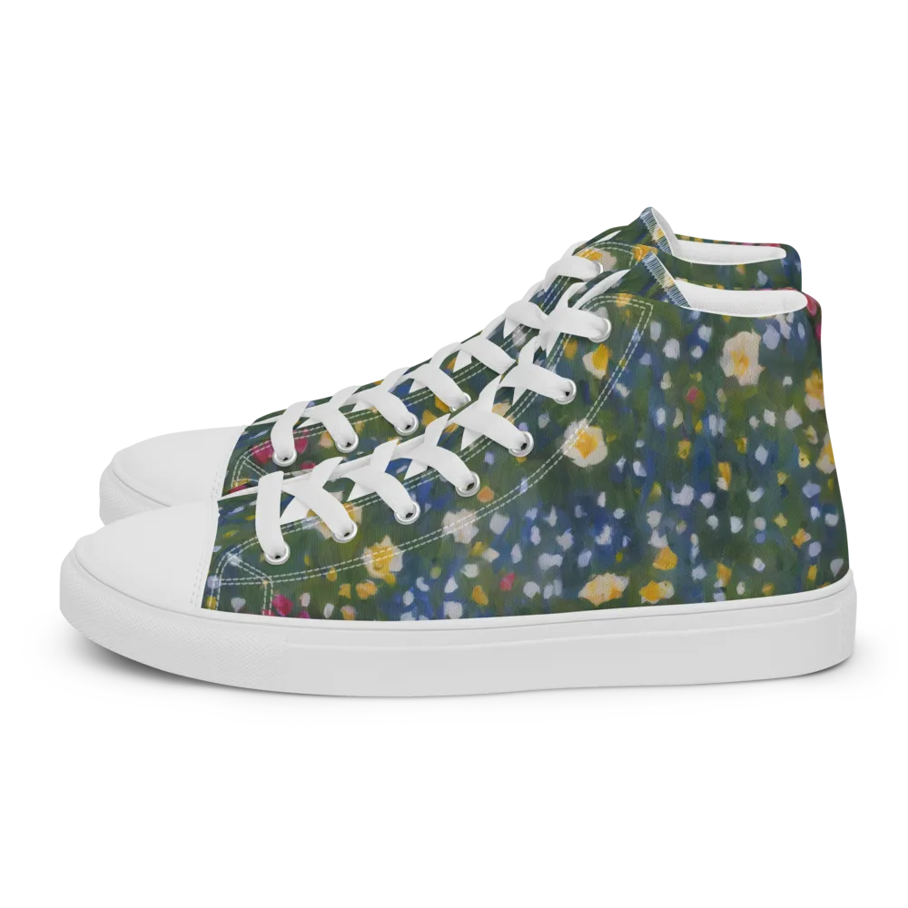 Meadow Reverie on Men's High Top Canvas Shoes — Left
