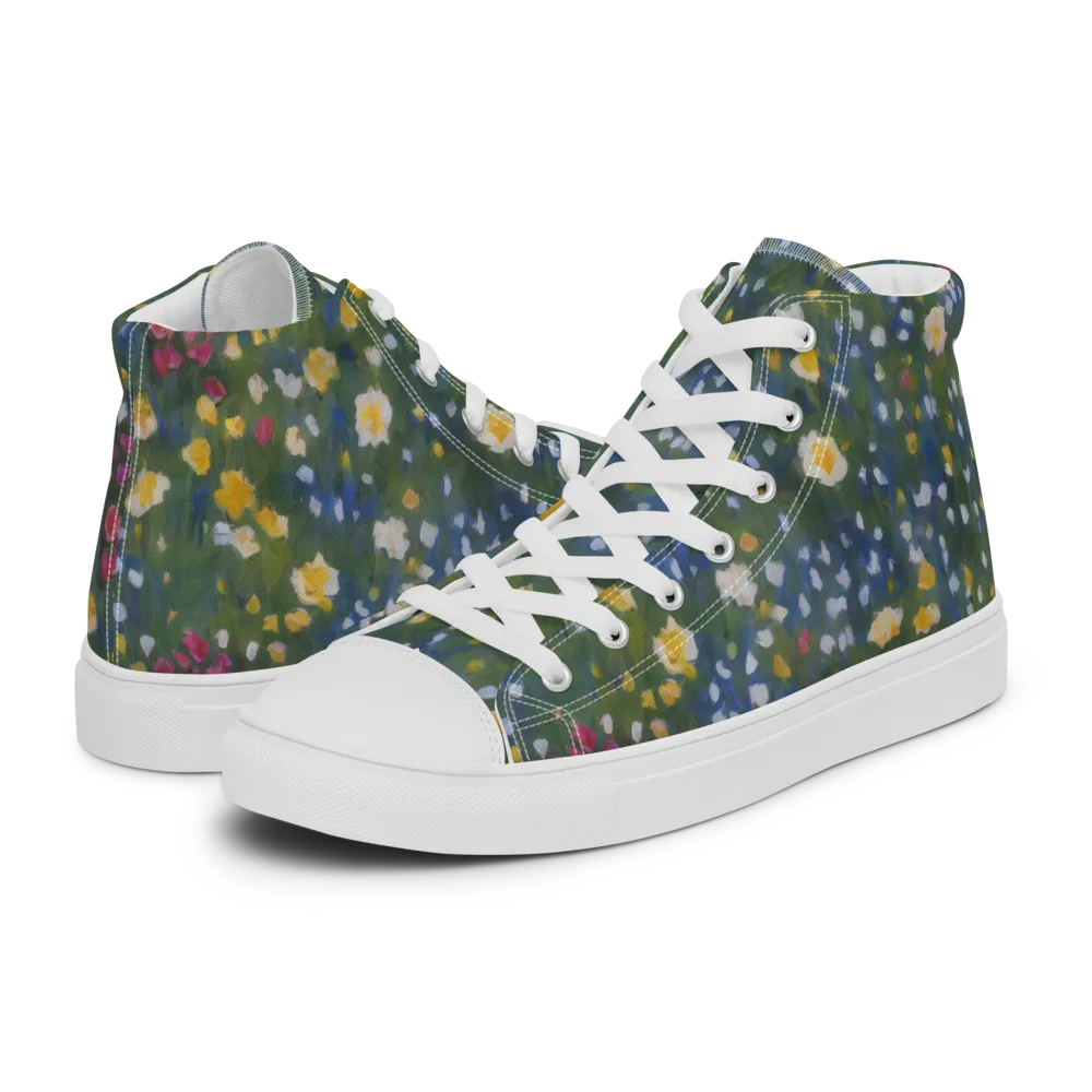 Meadow Reverie on Men's High Top Canvas Shoes — Left