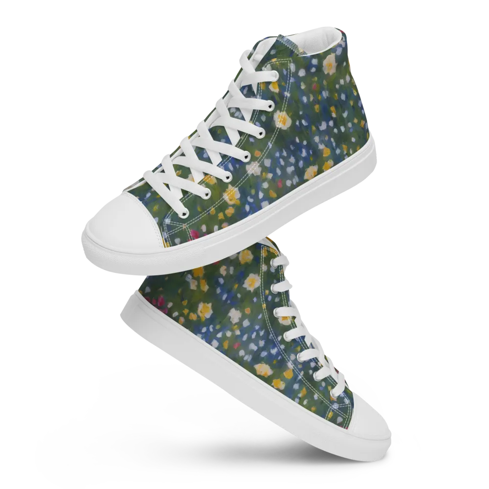 Meadow Reverie on Men's High Top Canvas Shoes — Front