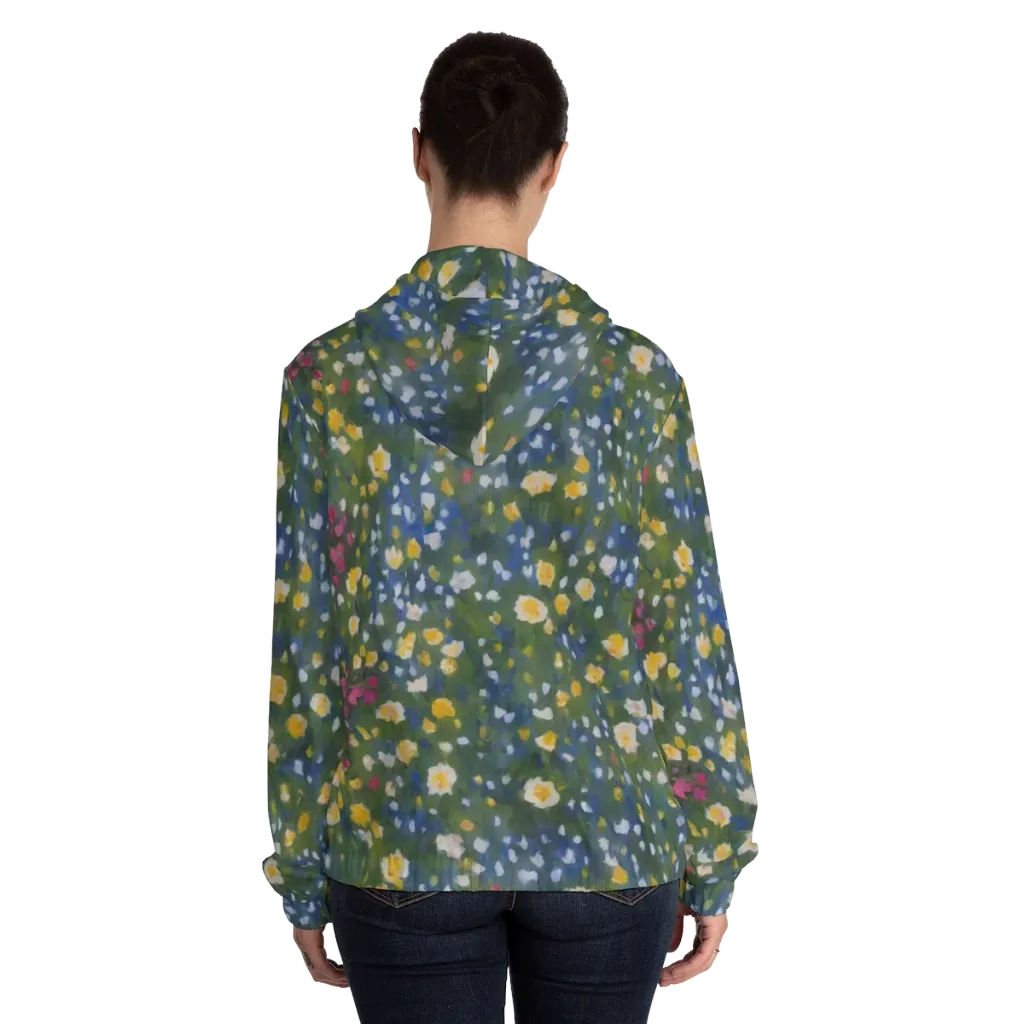 Meadow Reverie on Women's Full-Zip Hoodie — Back On Person
