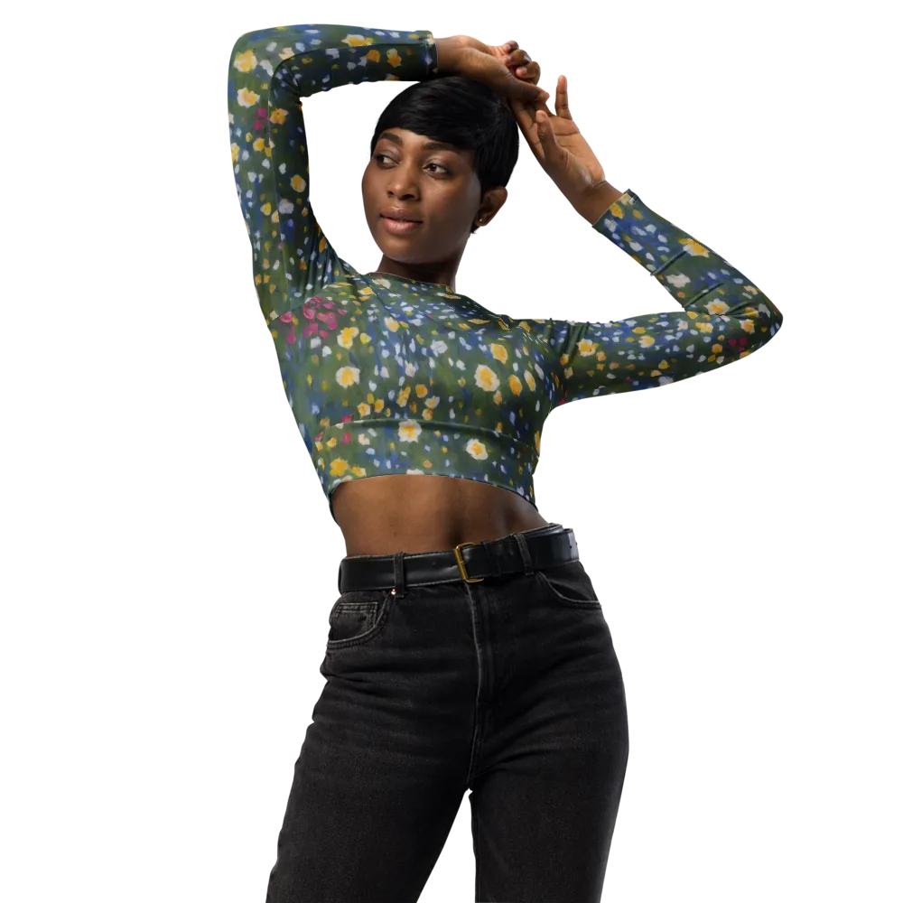 Meadow Reverie on Long Sleeve Crop Top — Front