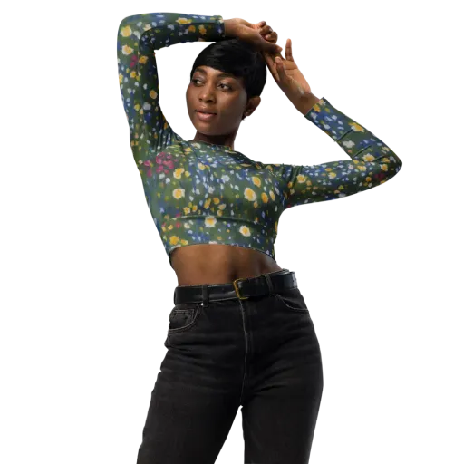 Meadow Reverie on a Long Sleeve Crop Top