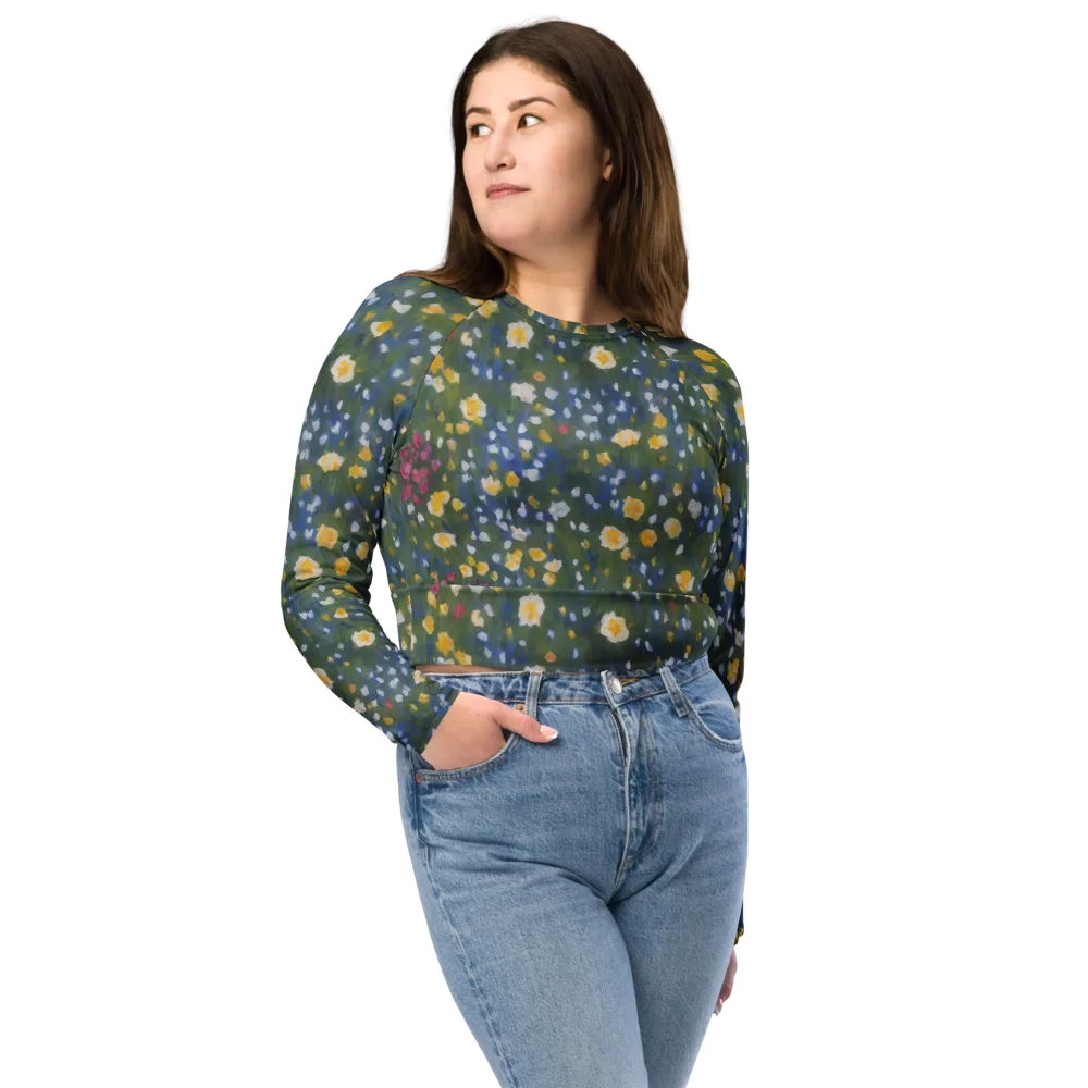 Meadow Reverie on Long Sleeve Crop Top — Front