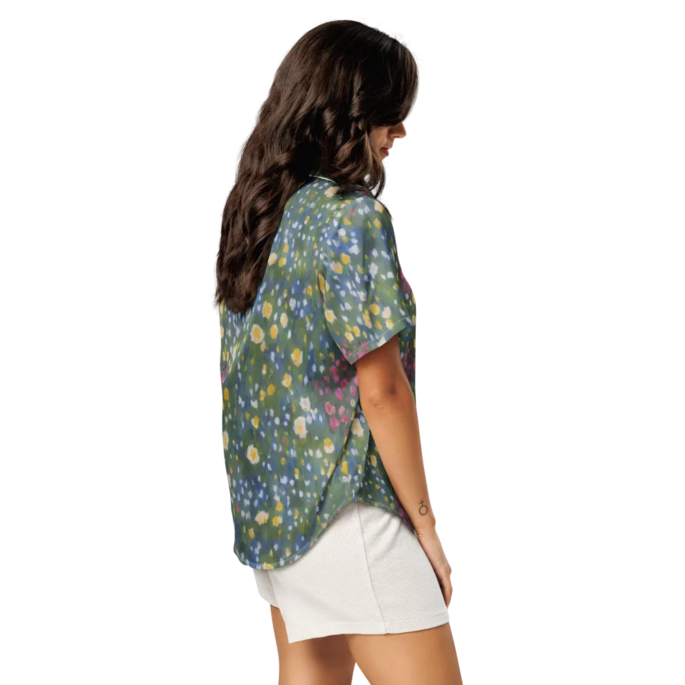Meadow Reverie on Women's Short Sleeve Pajama Top — Right Back