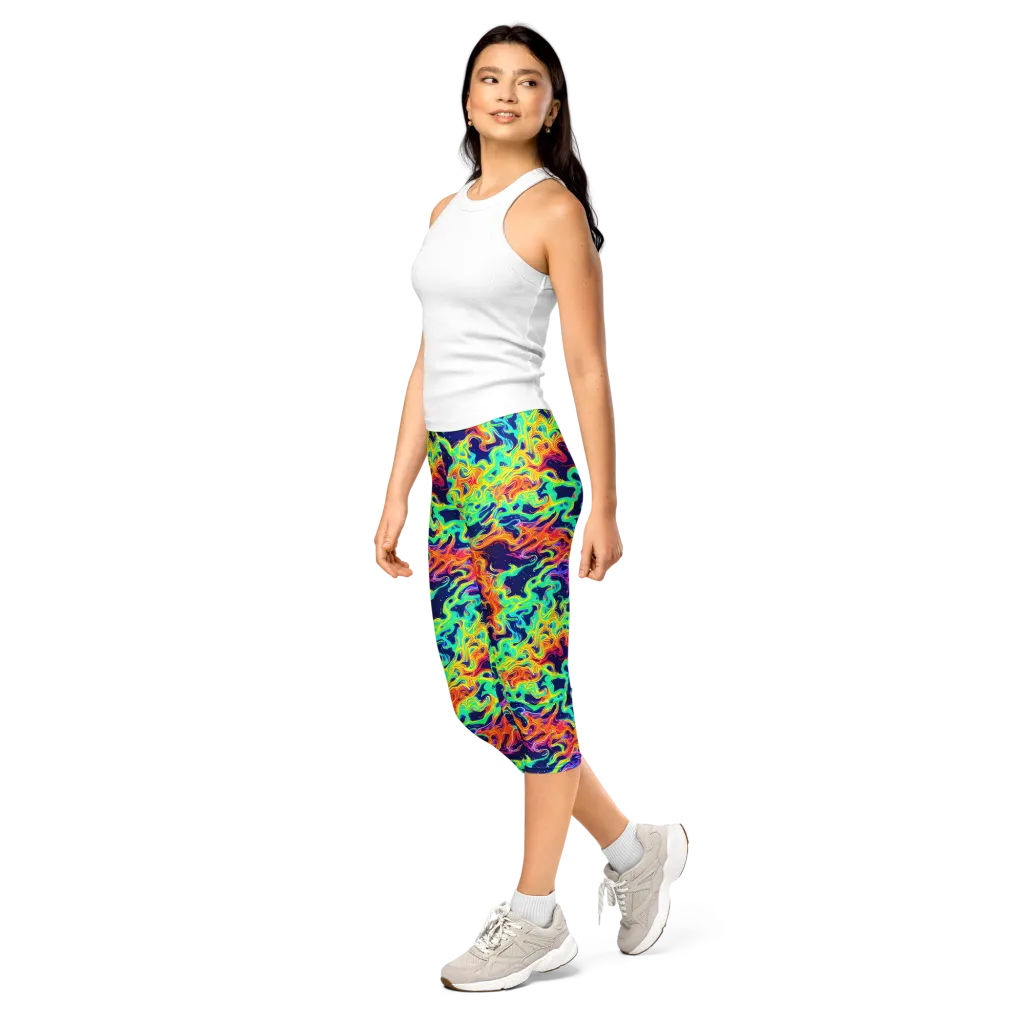 Hypercolor Whirlpool on Capri Leggings — Left Front