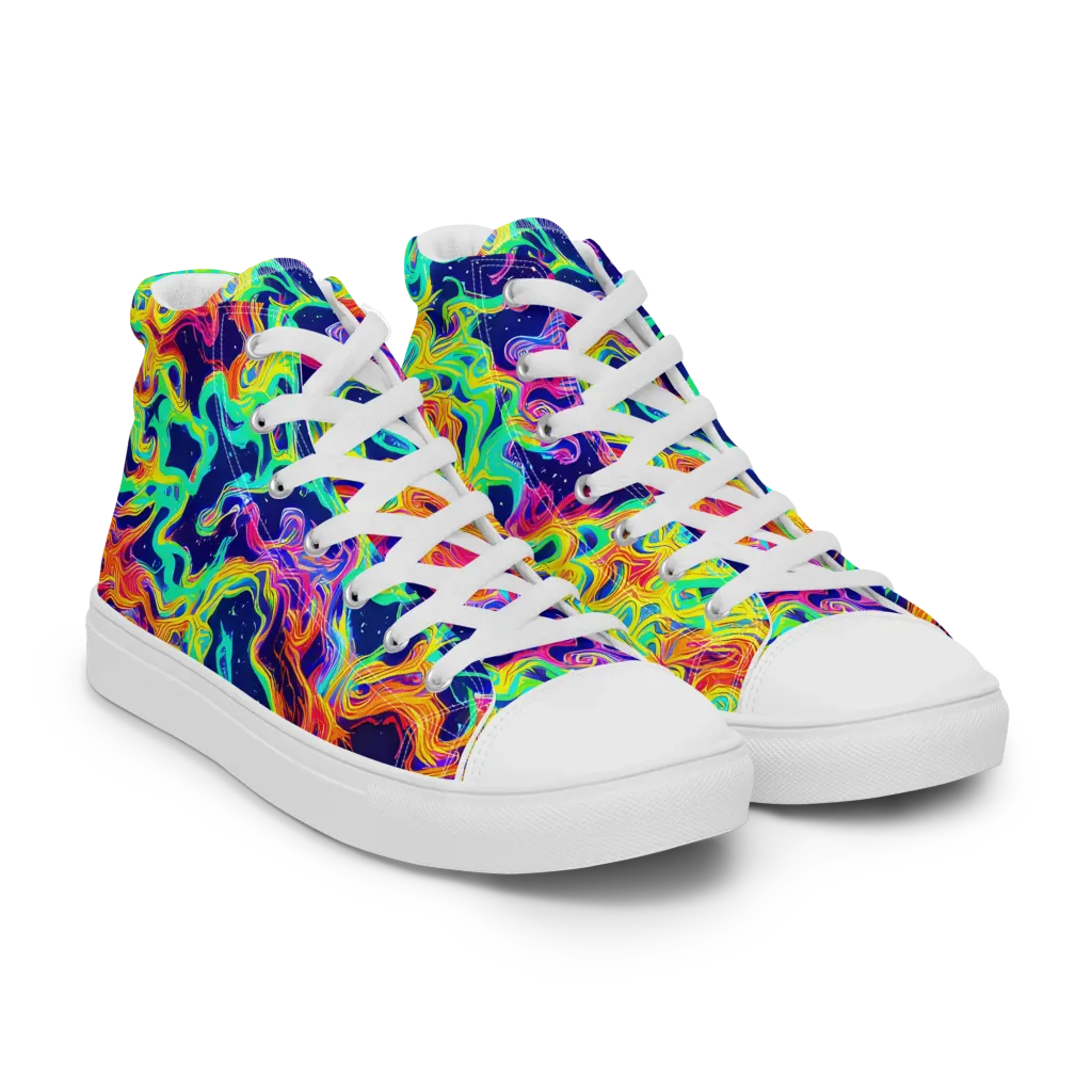 Hypercolor Whirlpool on Men's High Top Canvas Shoes — Right Front