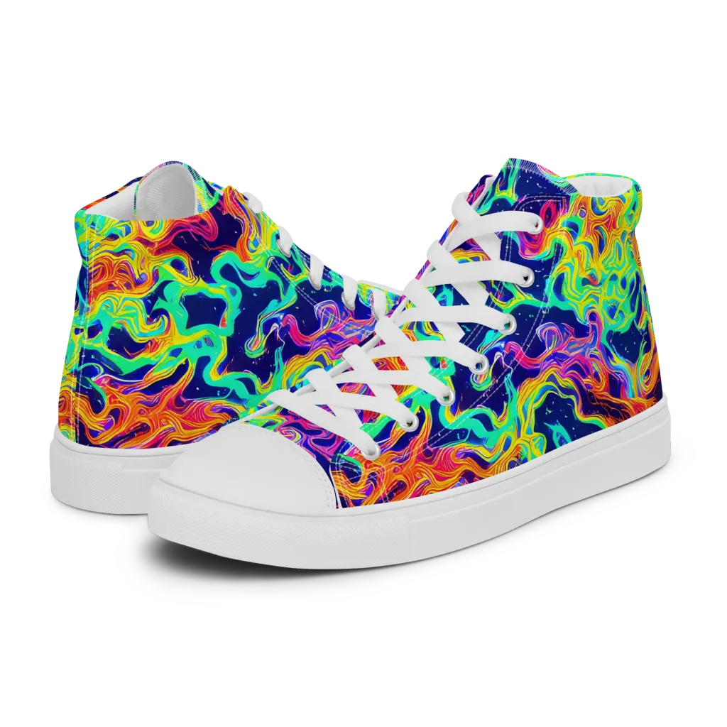 Hypercolor Whirlpool on Men's High Top Canvas Shoes — Left