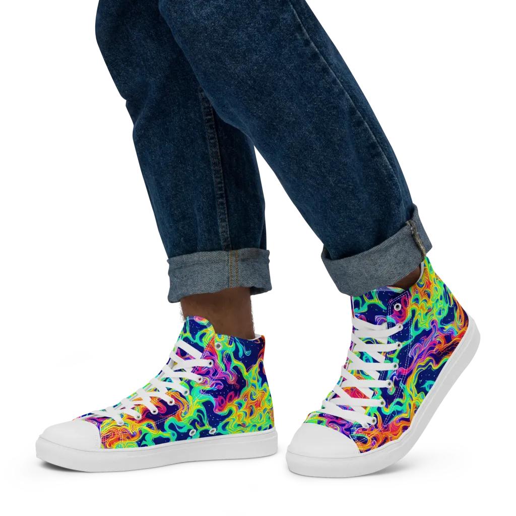 Hypercolor Whirlpool on Men's High Top Canvas Shoes — Left