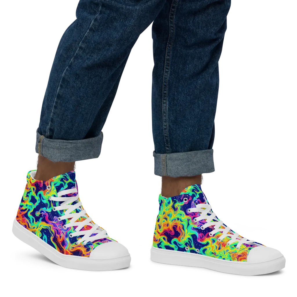Hypercolor Whirlpool on Men's High Top Canvas Shoes — Right