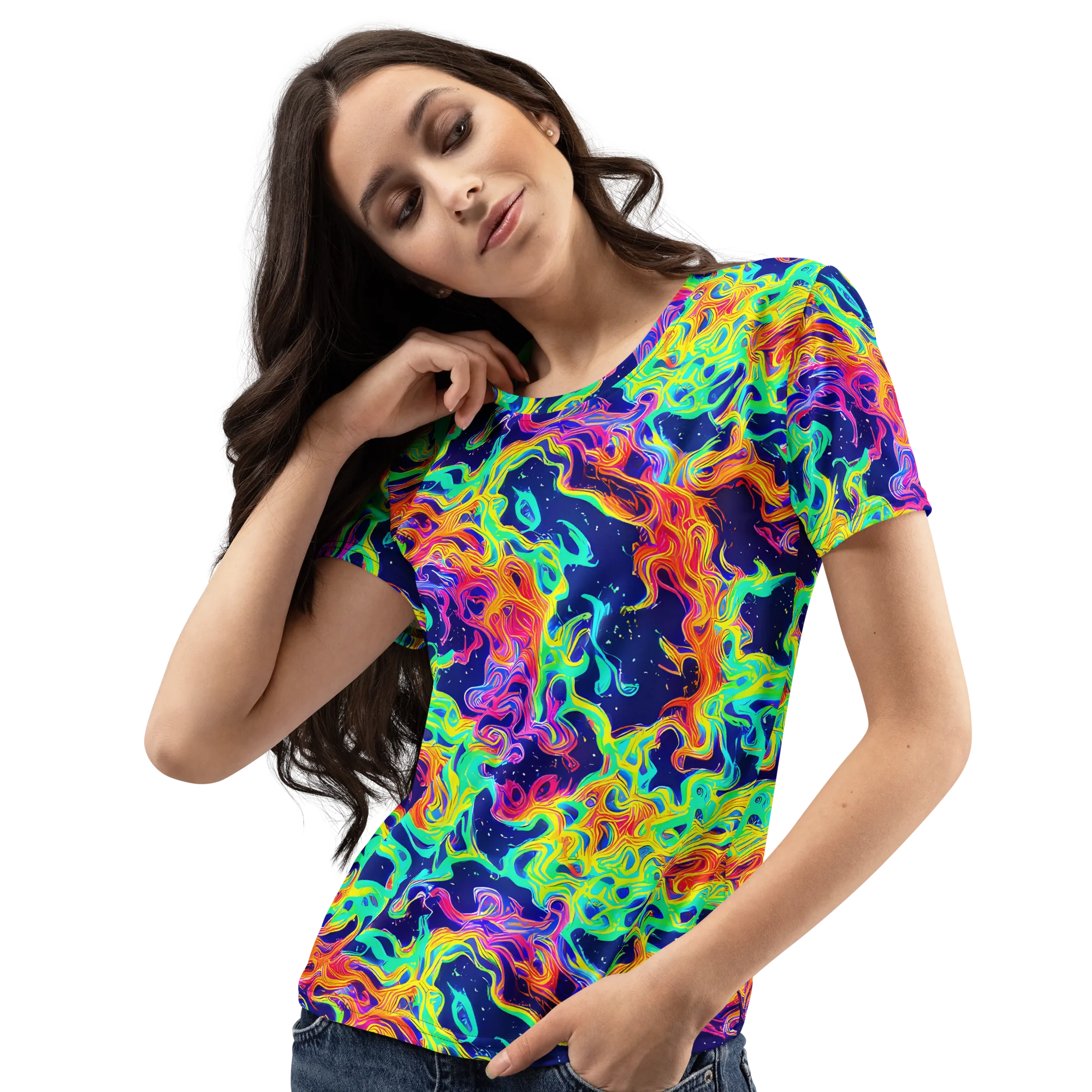 Hypercolor Whirlpool on Women's Crew Neck T-Shirt — Left Front