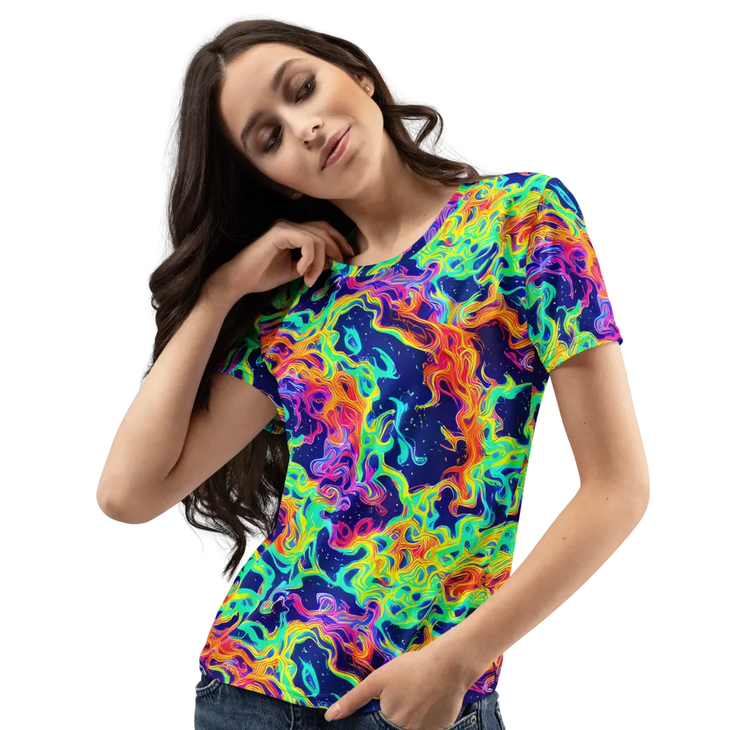 Hypercolor Whirlpool on Women's Crew Neck T-Shirt — Left Front