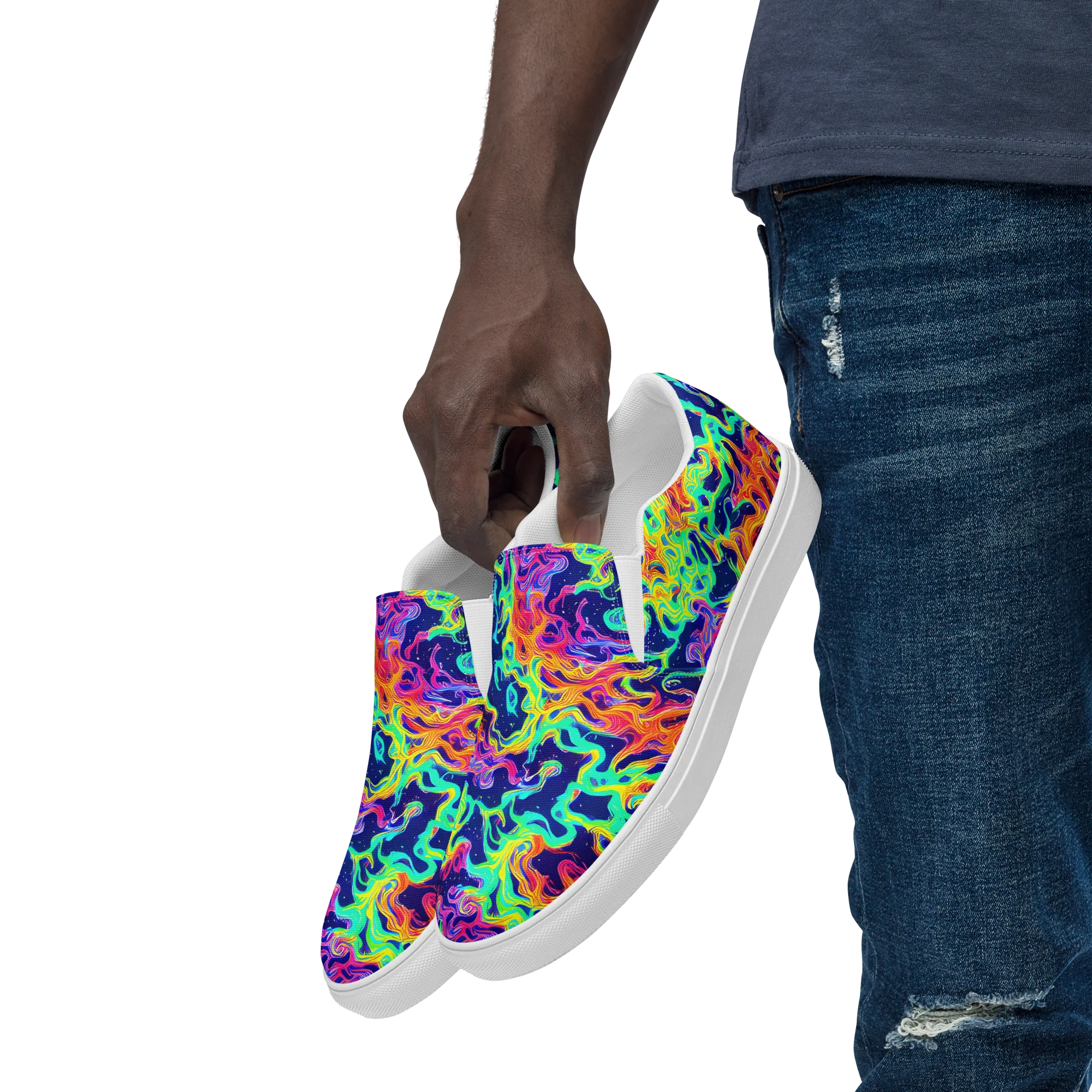 Hypercolor Whirlpool on Men's Slip-On Canvas Shoes — Left Front