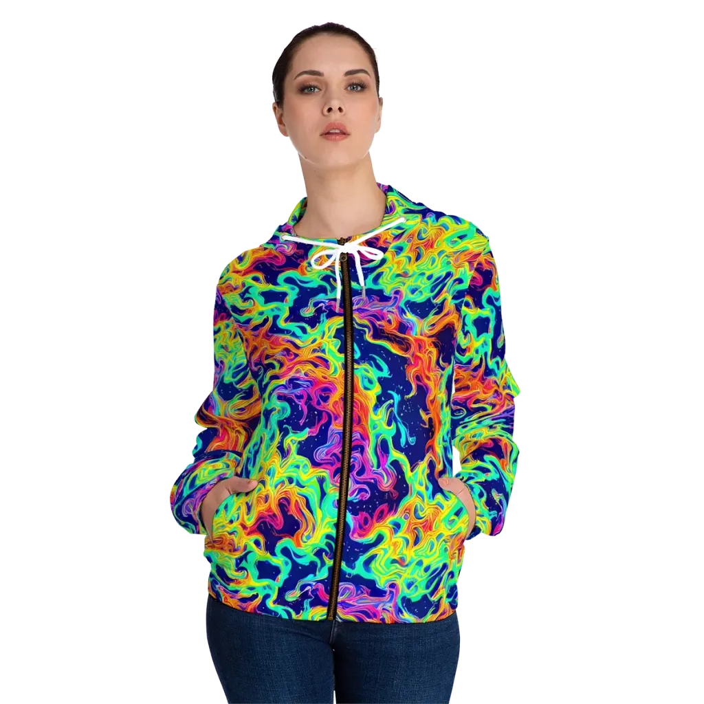 Hypercolor Whirlpool on Women's Full-Zip Hoodie — Front On Person
