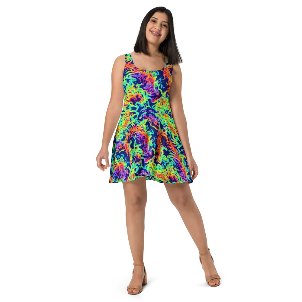 Hypercolor Whirlpool on Skater Dress — Front