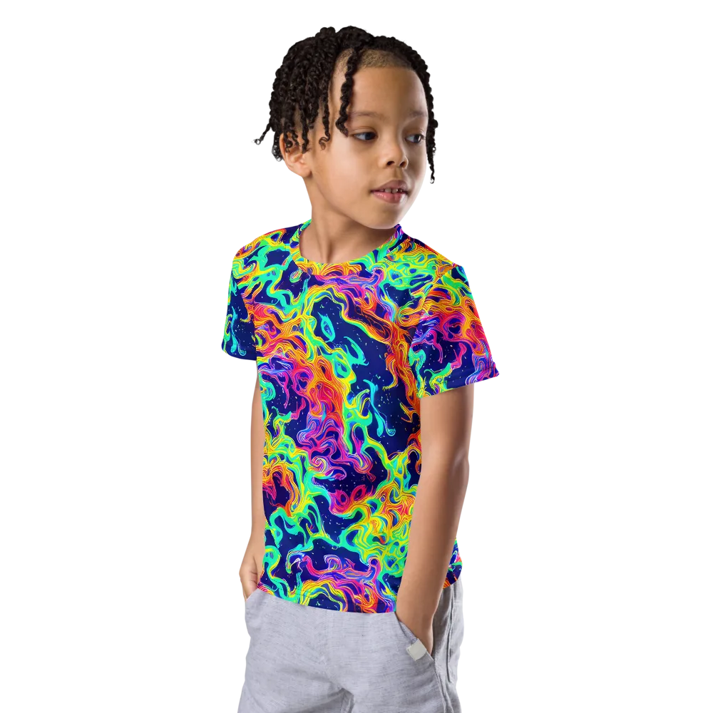 Hypercolor Whirlpool on Kids Crew Neck T-Shirt — Left Front