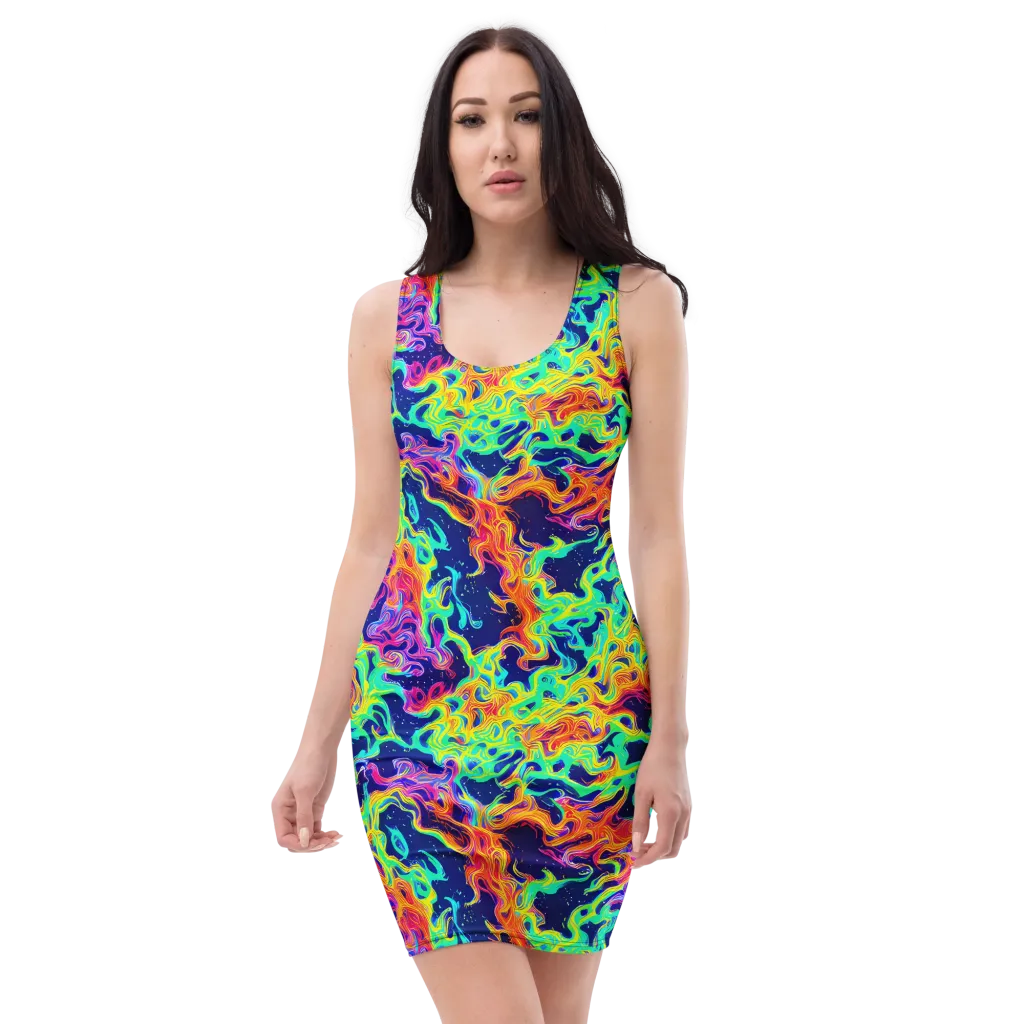 Hypercolor Whirlpool on Bodycon Dress — Front