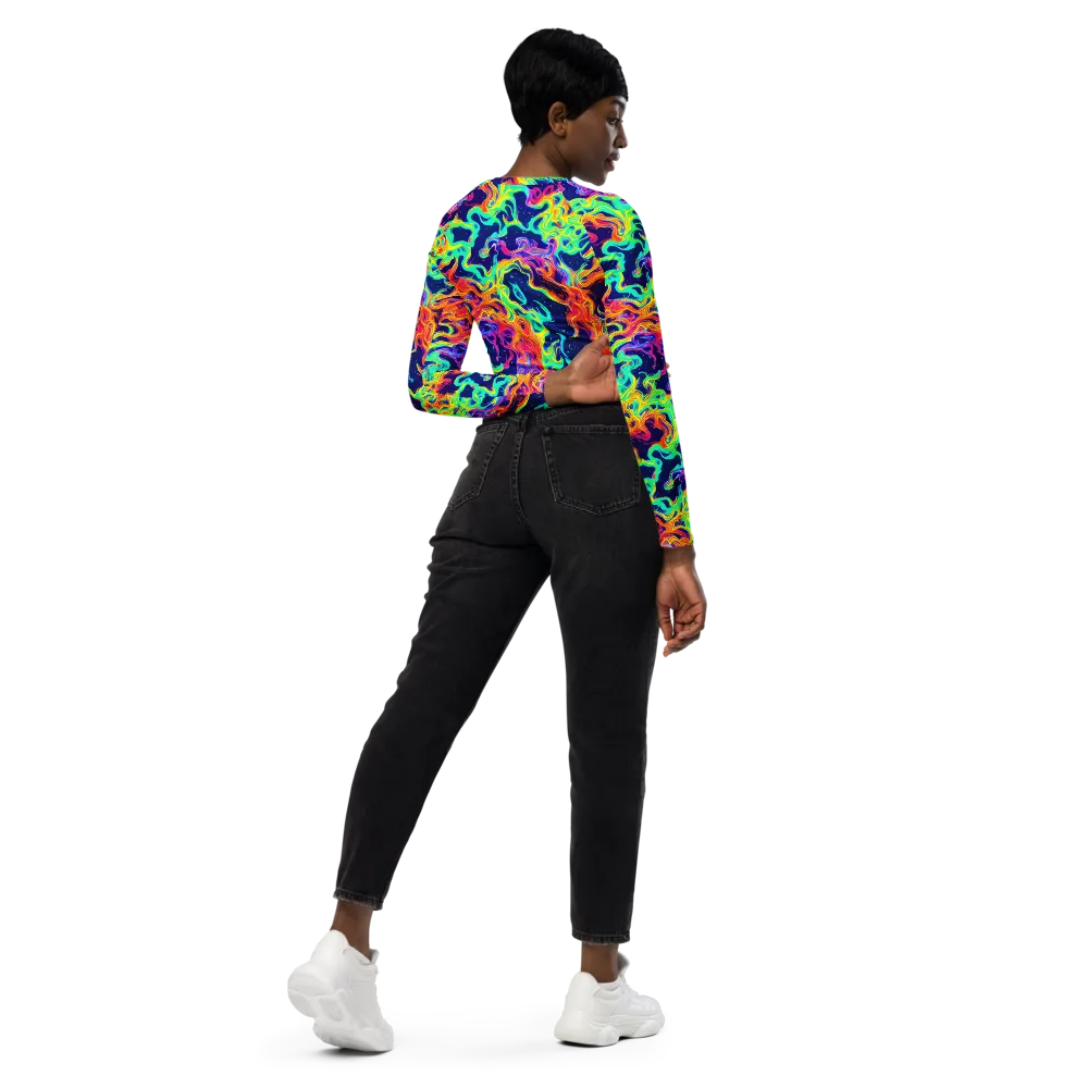 Hypercolor Whirlpool on Long Sleeve Crop Top — Right Back