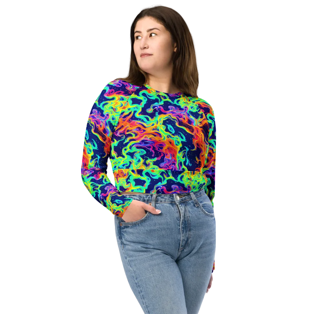 Hypercolor Whirlpool on Long Sleeve Crop Top — Front