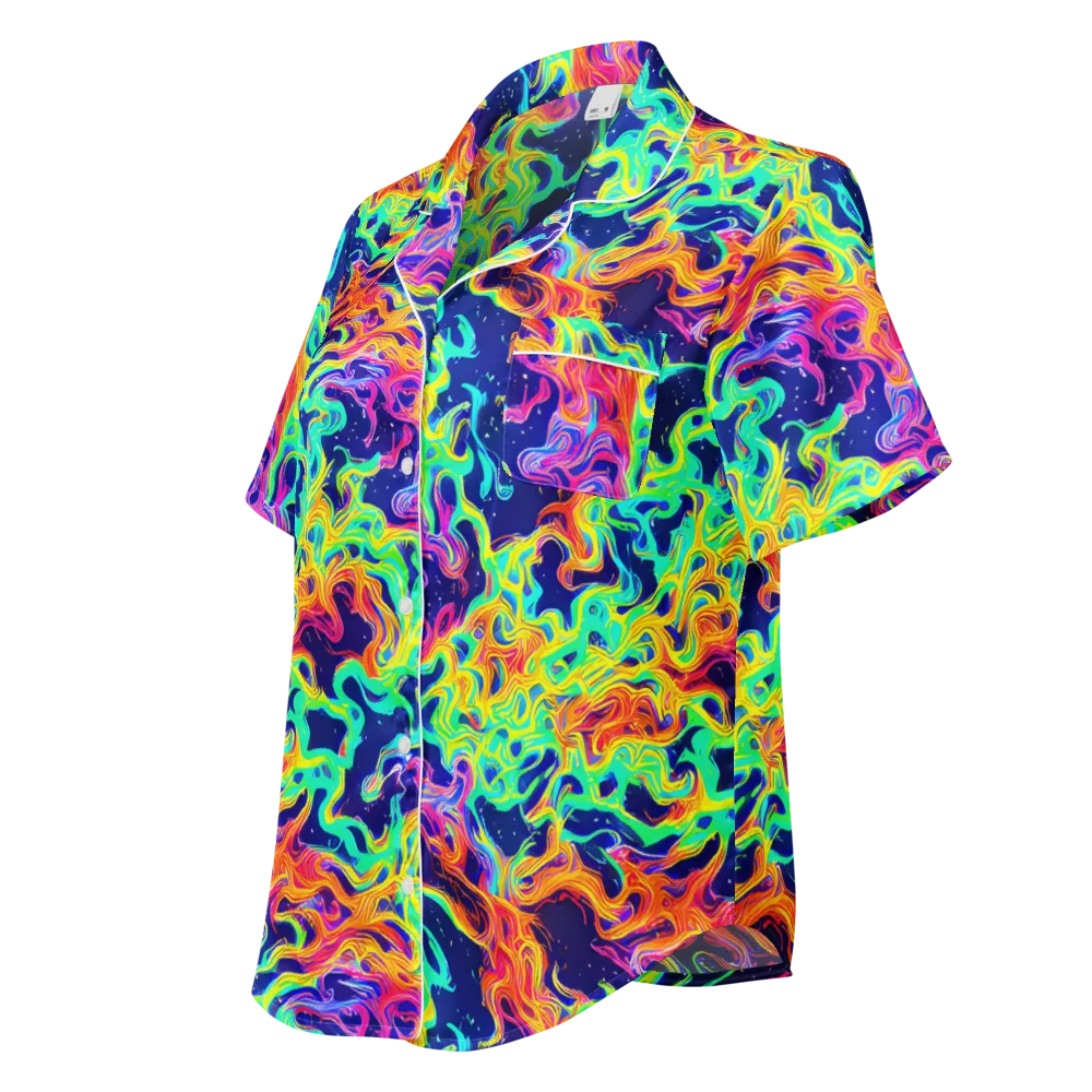 Hypercolor Whirlpool on Women's Short Sleeve Pajama Top — Left Front